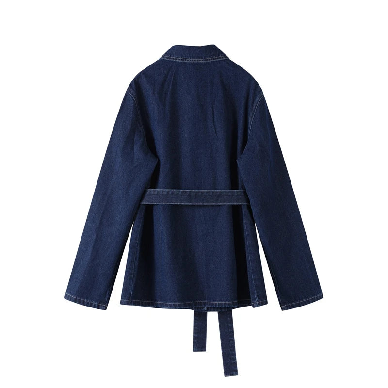 Shoreditch Denim Set – Belted Utility Jacket & Wide-Leg Pants