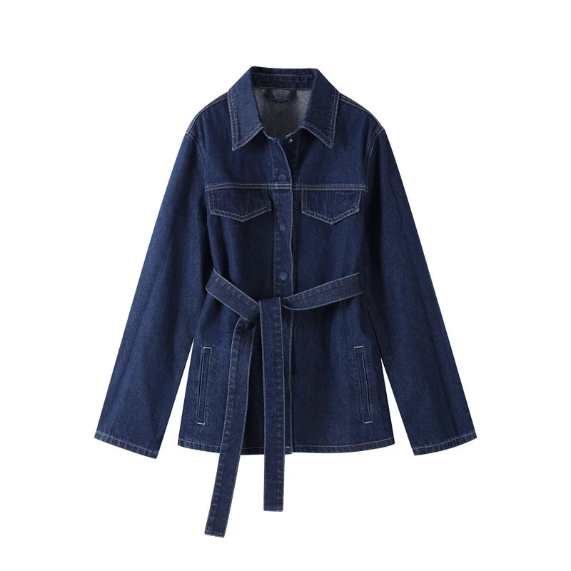 Shoreditch Denim Set – Belted Utility Jacket & Wide-Leg Pants